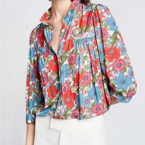 SMYTHE Women’s Shirred Pocket Blouse Top